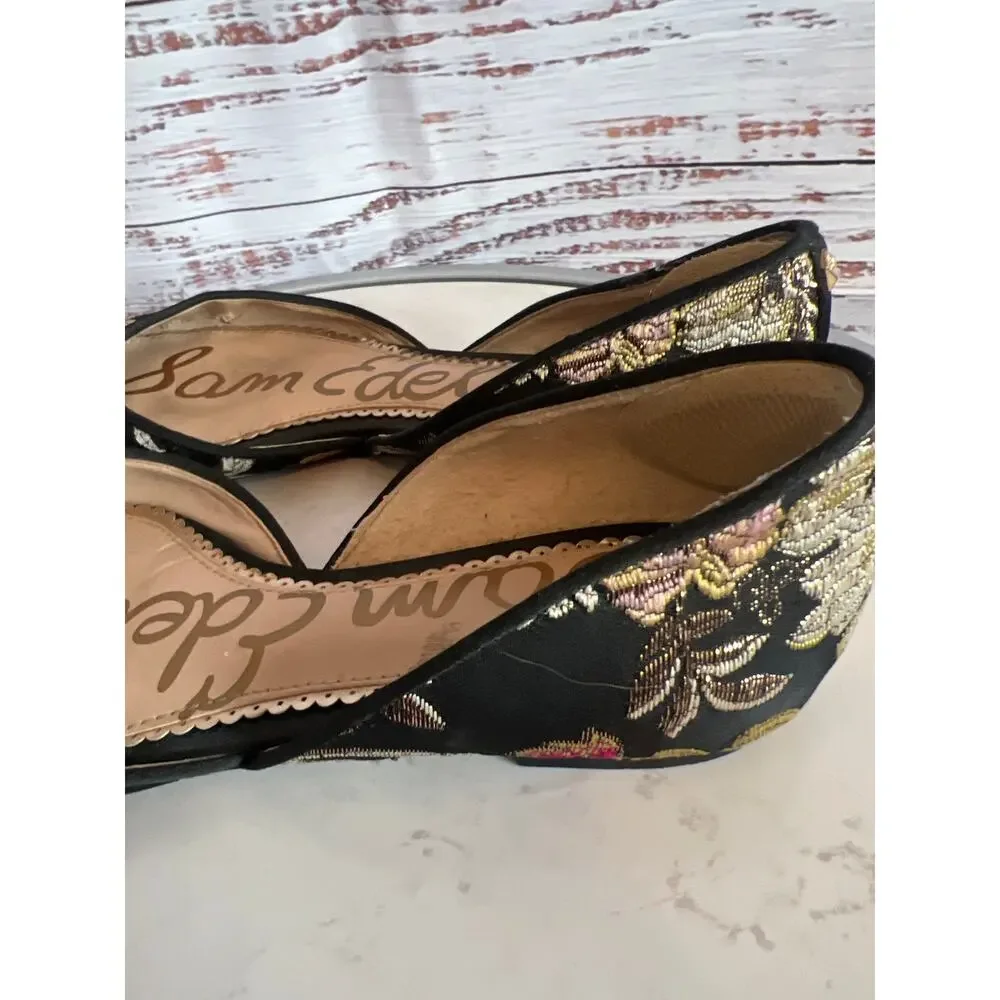 Sam Edelman Rodney D'Orsay Flats Black Brocade Size 6 1/2